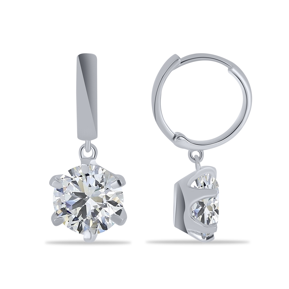 Cercei Creole din argint  cu pietre Cubic Zirconia Incolor