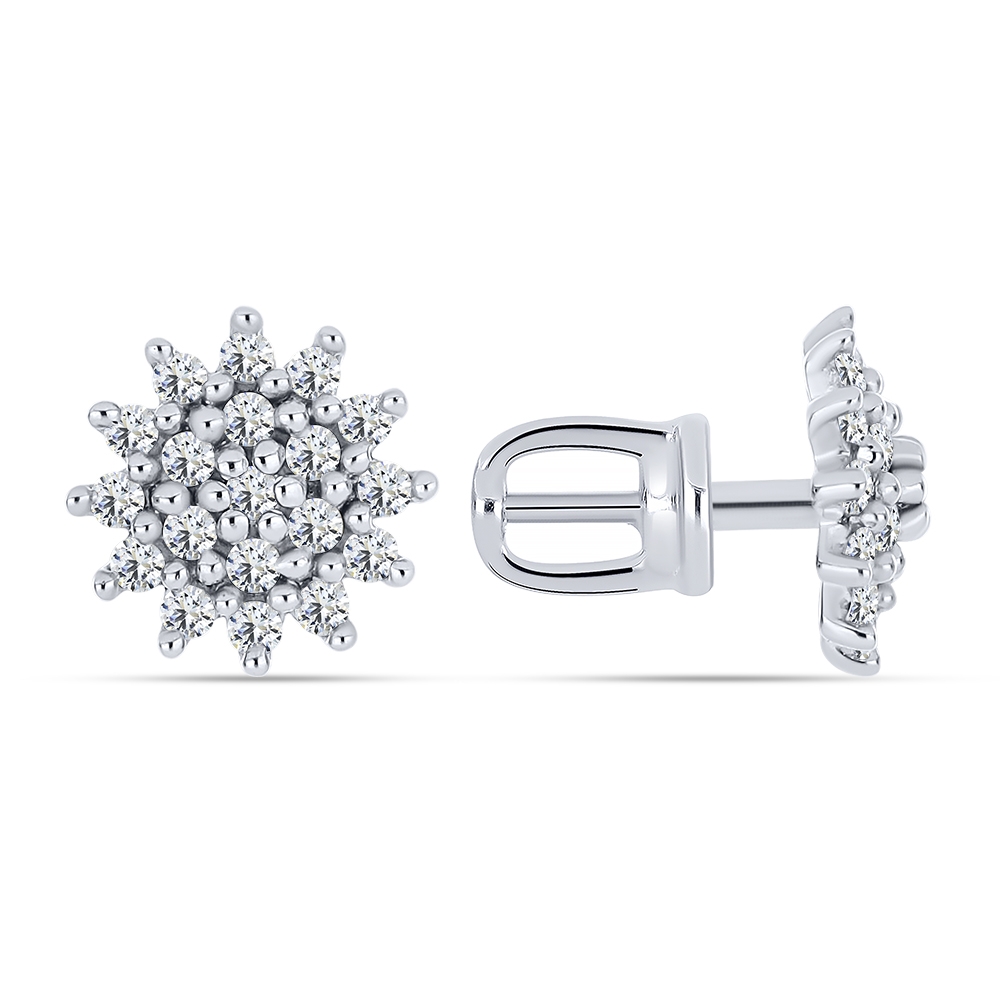 Cercei Pusete din argint  cu pietre Cubic Zirconia Incolor
