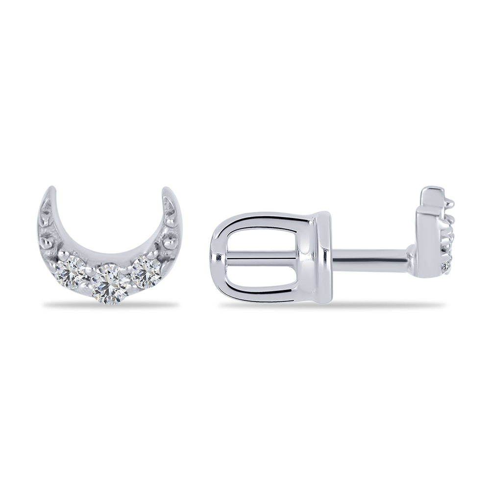 Cercei Pusete din argint  cu pietre Cubic Zirconia Incolor