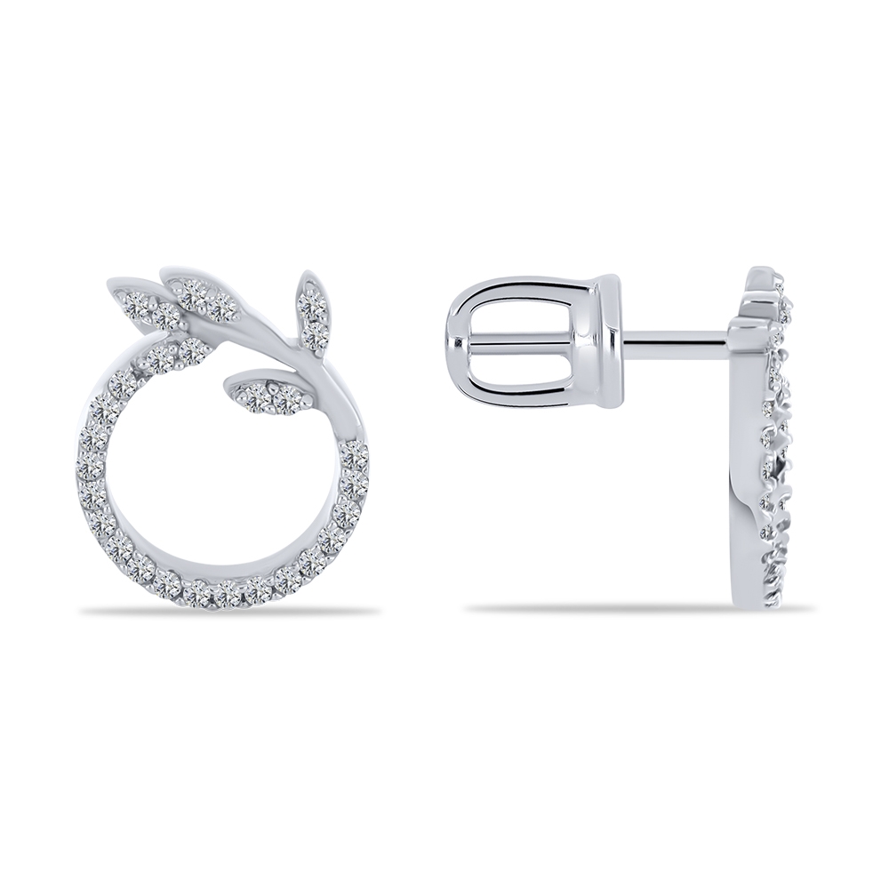 Cercei Pusete din argint  cu pietre Cubic Zirconia Incolor