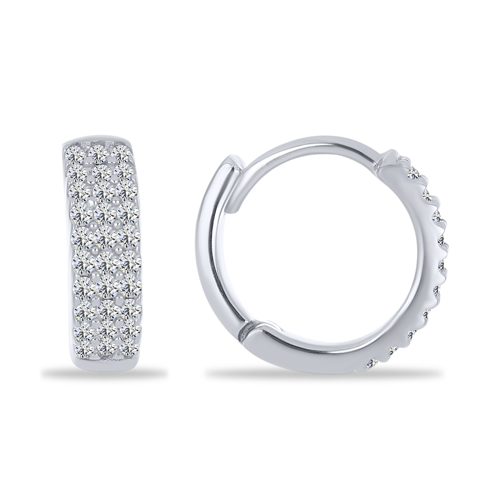 Cercei Creole din argint  cu pietre Cubic Zirconia Incolor