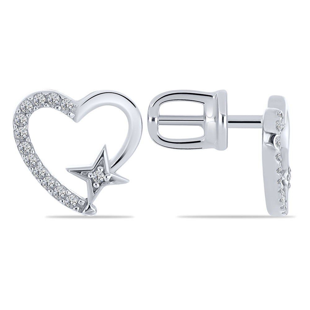 Cercei Pusete din argint  cu pietre Cubic Zirconia Incolor