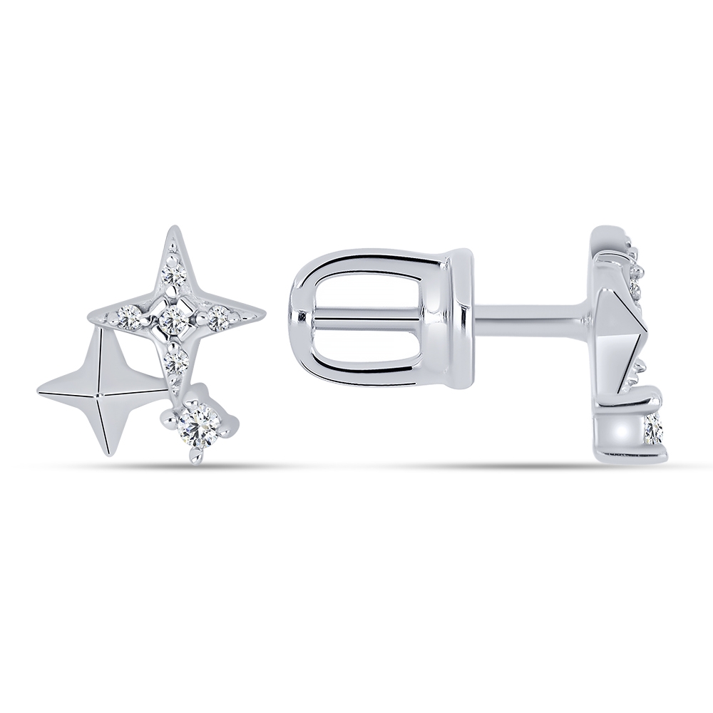 Cercei Pusete din argint  cu pietre Cubic Zirconia Incolor
