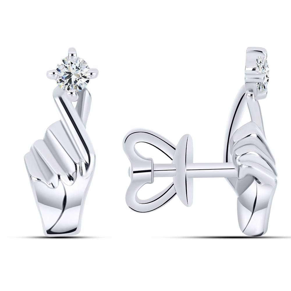 Cercei Pusete din argint  cu pietre Cubic Zirconia Incolor