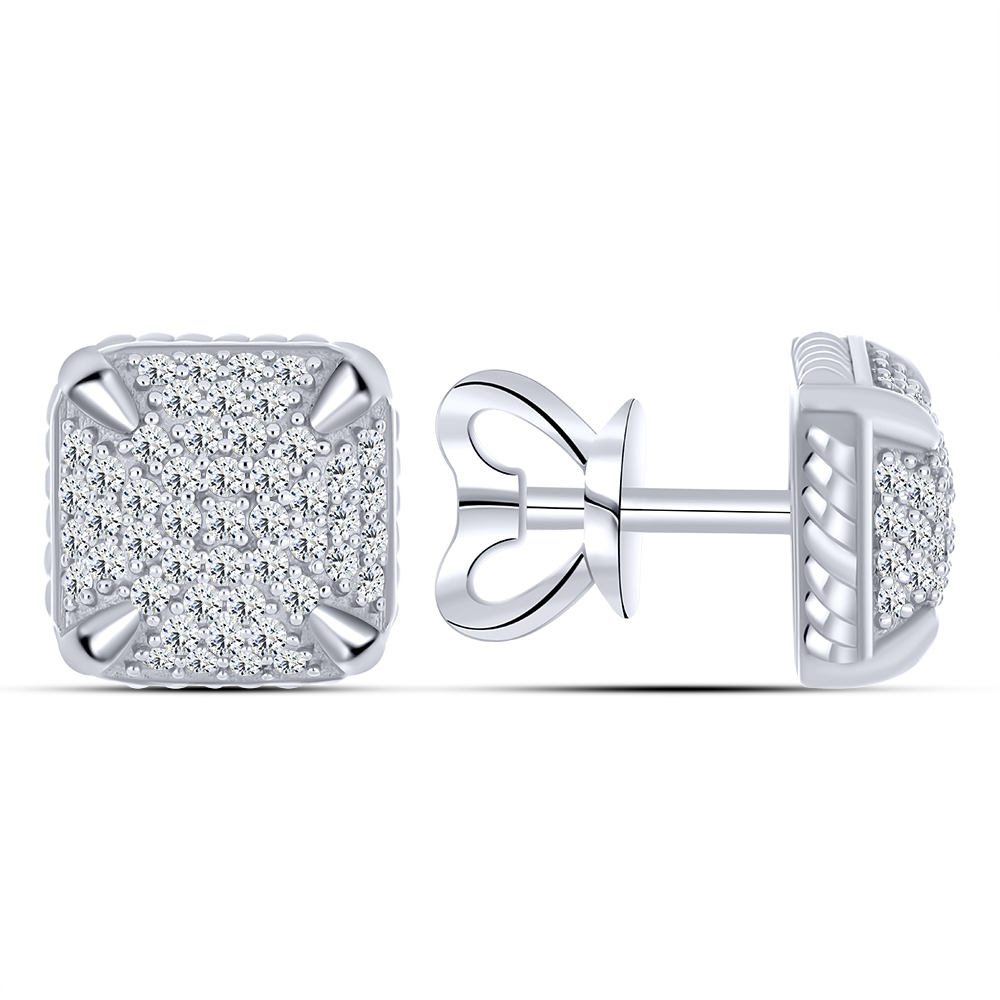 Cercei Pusete din argint  cu pietre Cubic Zirconia Incolor