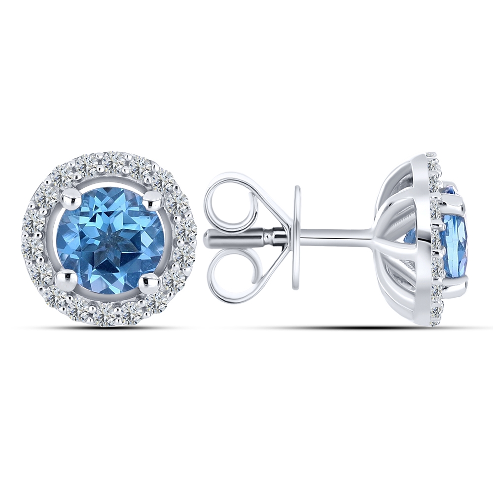 Cercei Pusete din argint  cu pietre Cubic Zirconia Incolor, Topaz Swiss