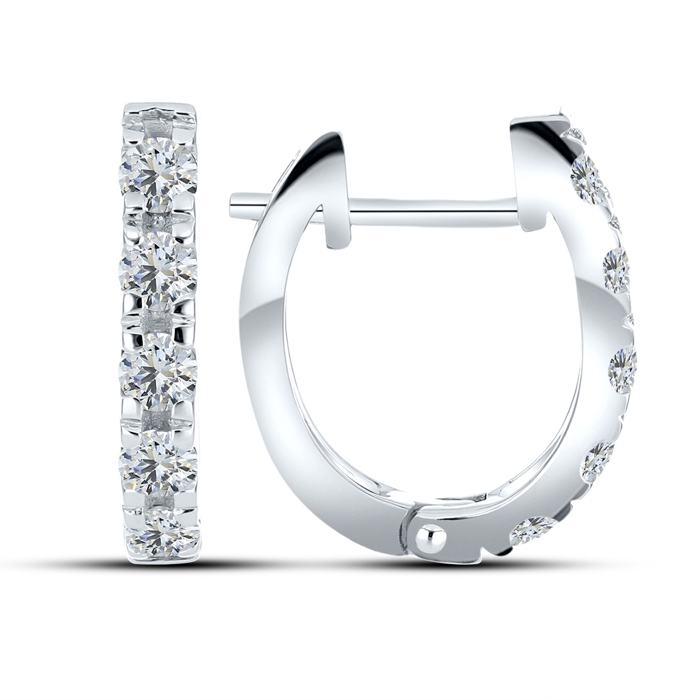 Cercei Creole din argint  cu pietre Cubic Zirconia Incolor