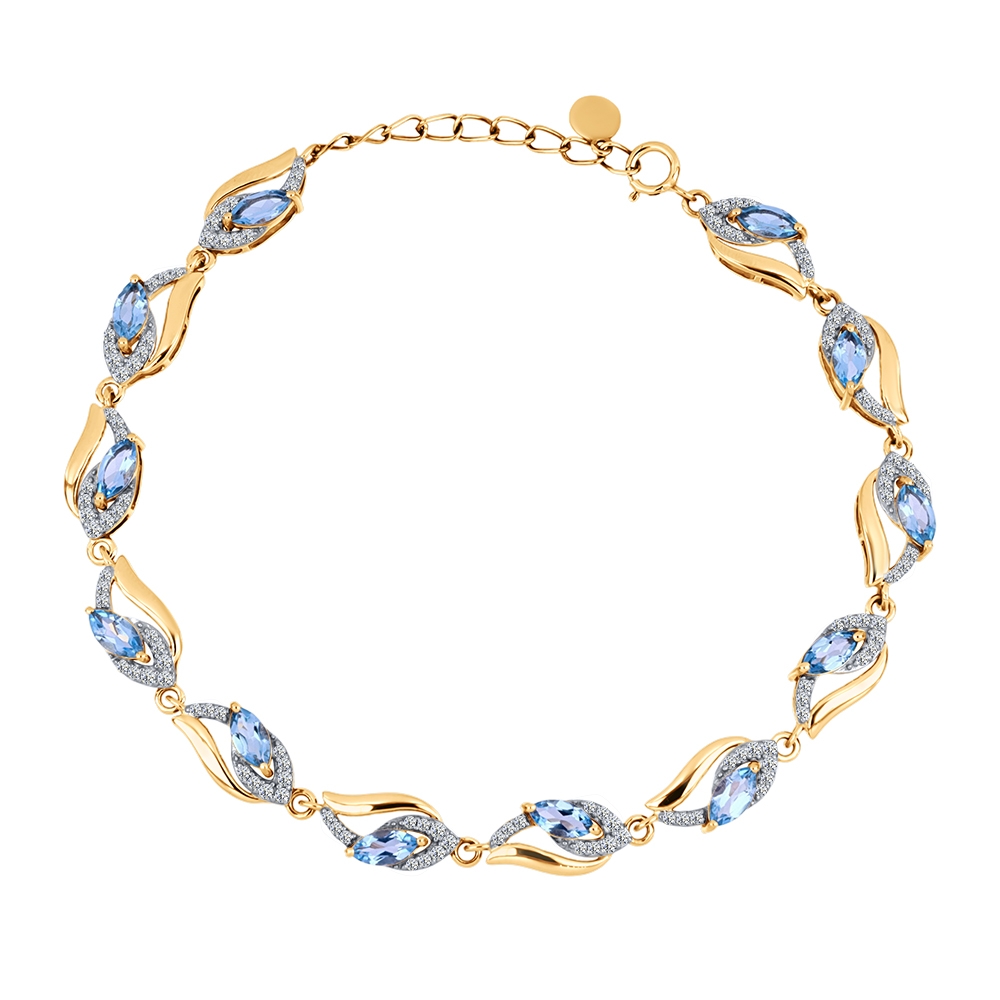 Brățară din aur roz cu pietre Cubic Zirconia Incolor, Topaz Swiss