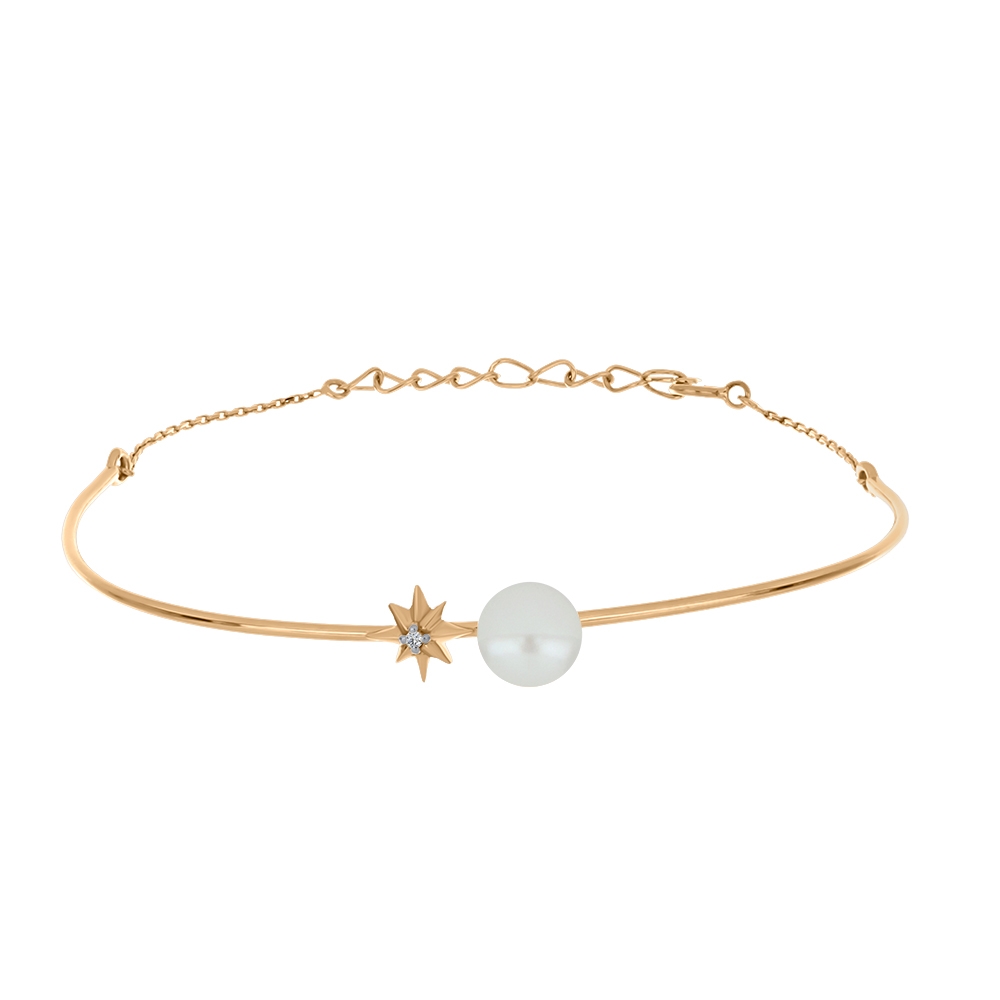 Brățară din aur roz cu pietre Cubic Zirconia Incolor, Perla Albă