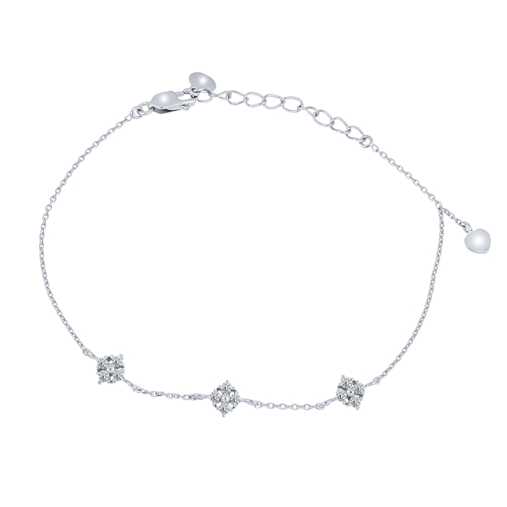 Brățară din aur alb cu pietre Cubic Zirconia Incolor