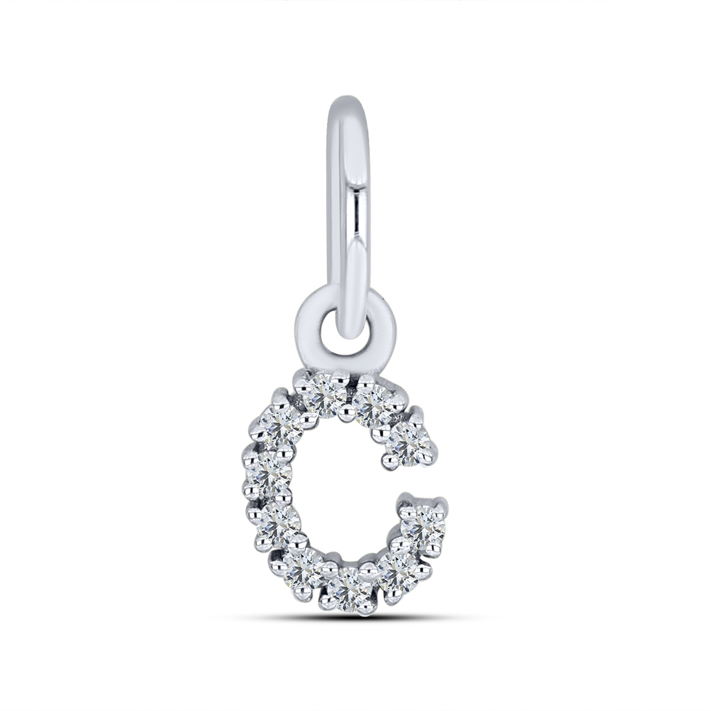 Pandantiv din aur alb cu pietre Cubic Zirconia Incolor