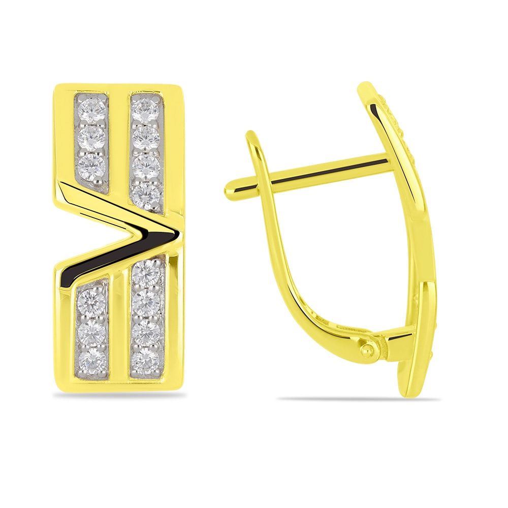 Cercei din aur galben cu pietre Cubic Zirconia Incolor