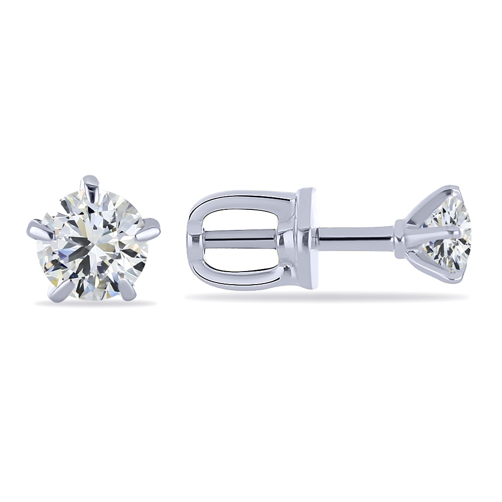 Cercei Pusete din aur alb cu pietre Cubic Zirconia Incolor