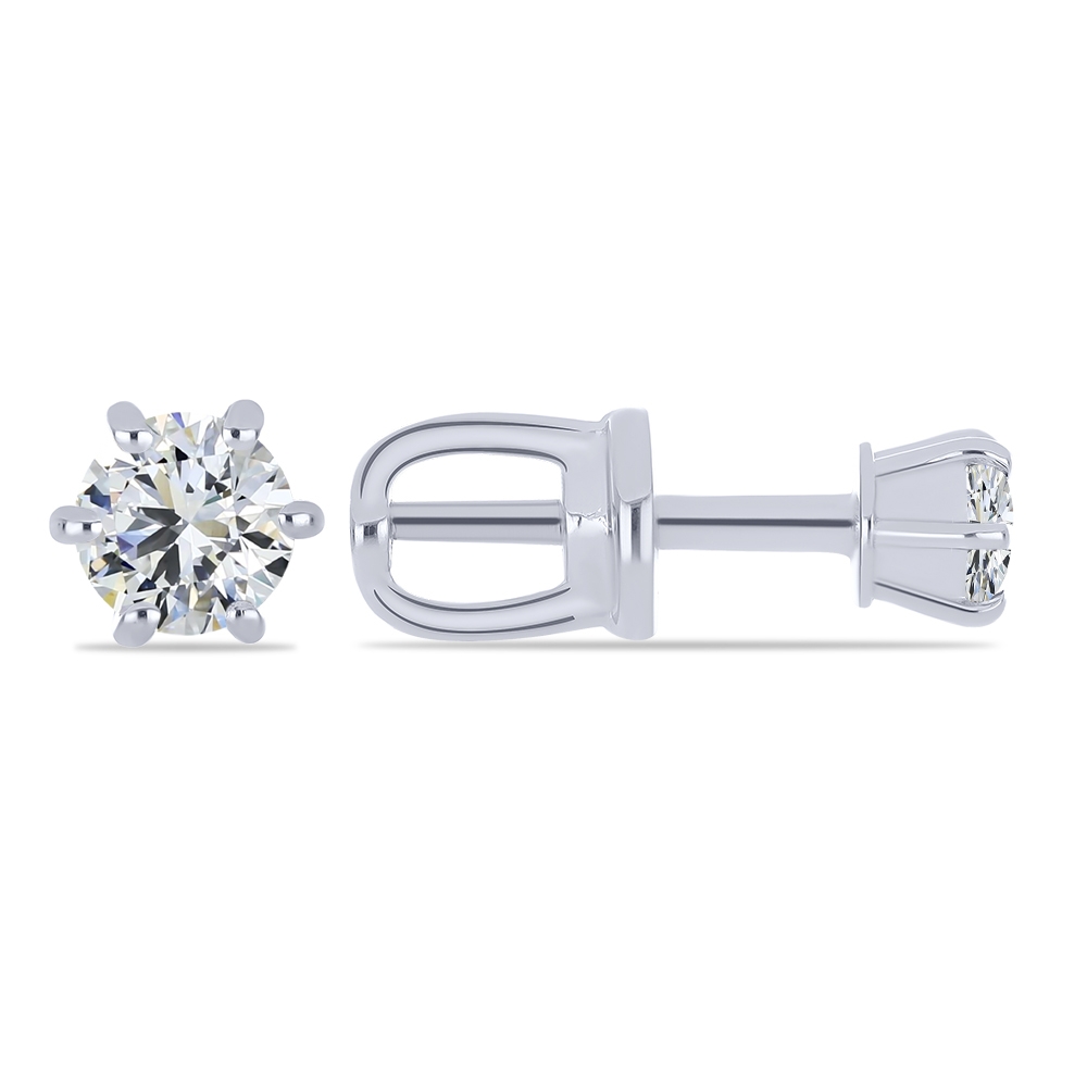 Cercei Pusete din aur alb cu pietre Cubic Zirconia Incolor