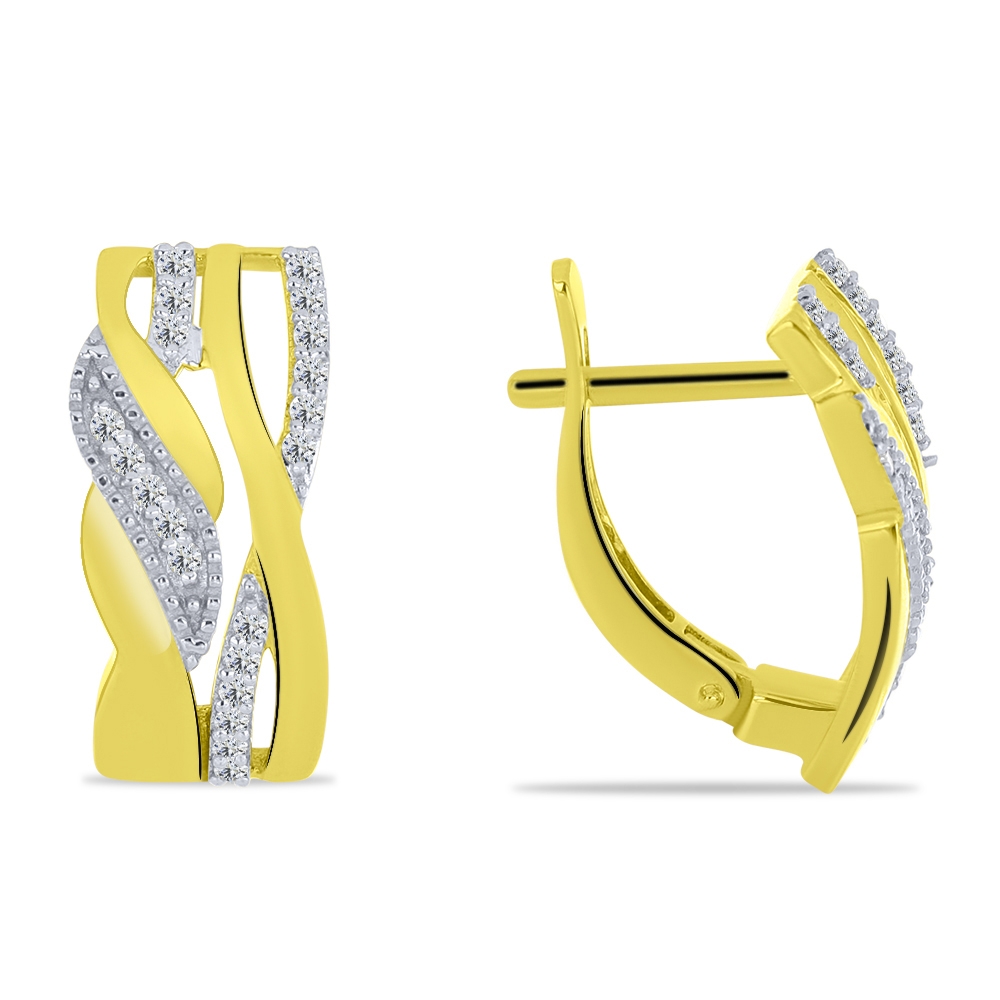 Cercei din aur galben cu pietre Cubic Zirconia Incolor
