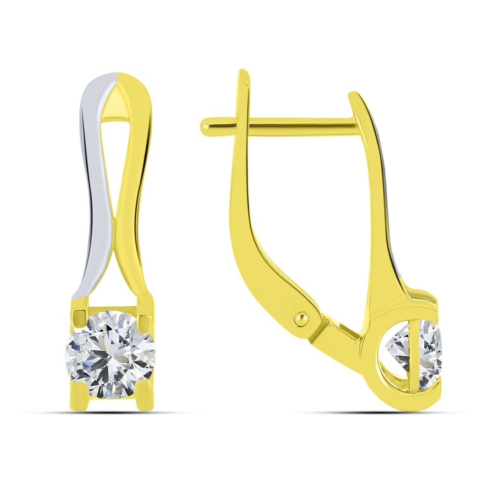 Cercei din aur galben cu pietre Cubic Zirconia Incolor