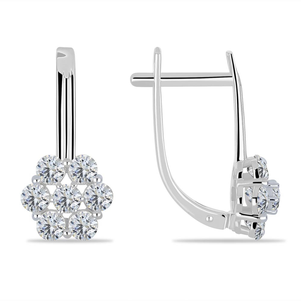 Cercei din aur alb cu pietre Cubic Zirconia Incolor