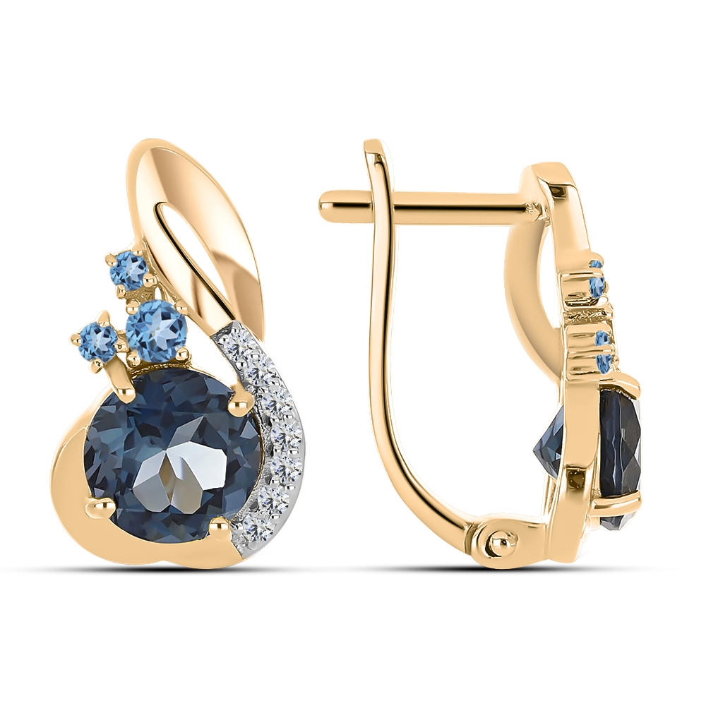 Cercei din aur roz cu pietre Cubic Zirconia Incolor, Topaz London și Topaz Swiss