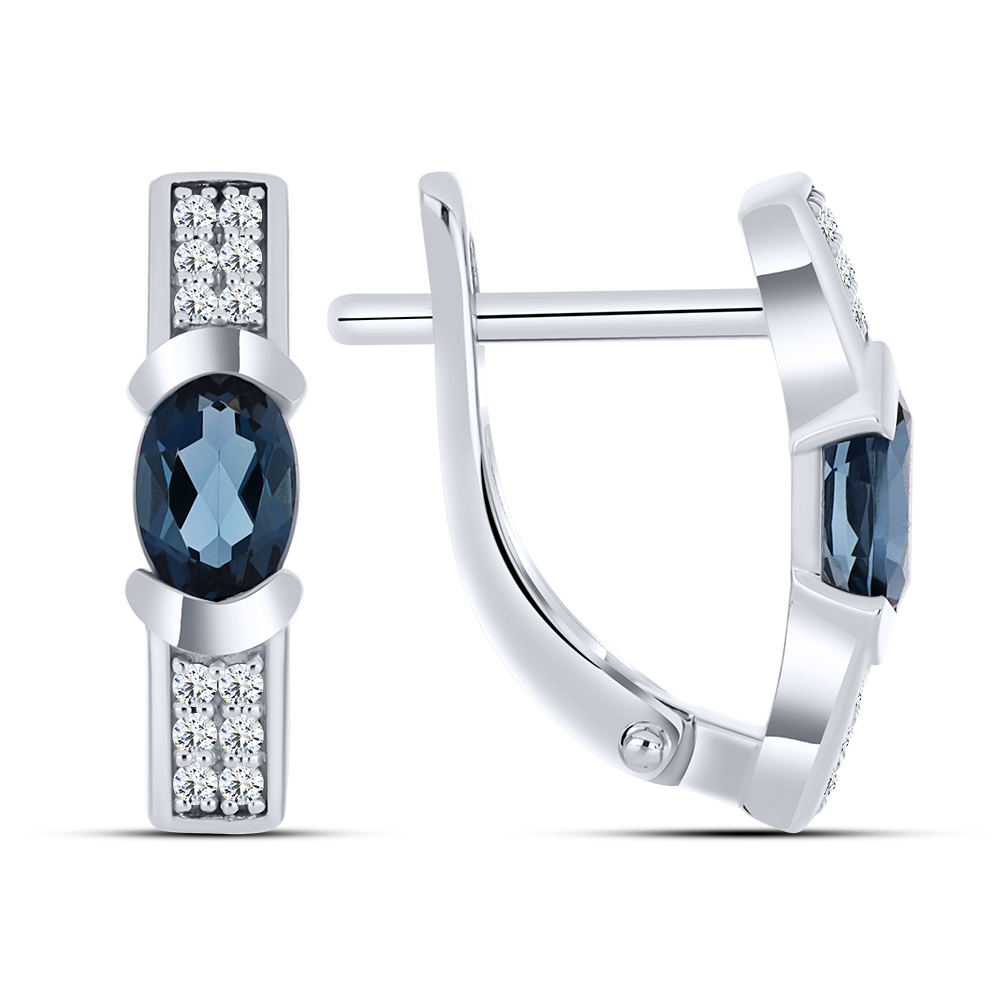 Cercei din aur alb cu pietre Cubic Zirconia Incolor, Topaz London