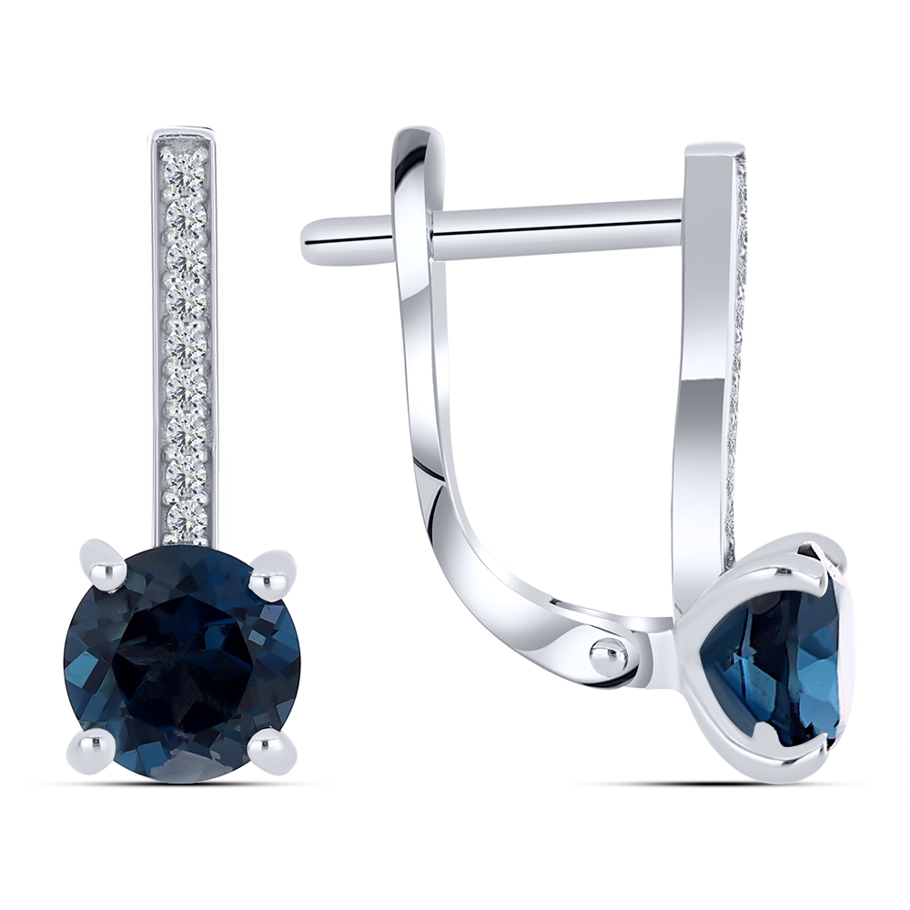Cercei din aur alb cu pietre Cubic Zirconia Incolor, Topaz London