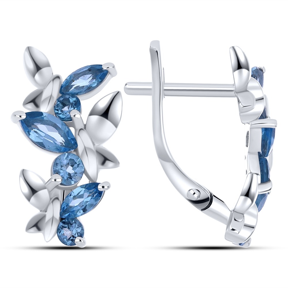 Cercei din aur alb cu pietre Cubic Zirconia Incolor, Topaz London