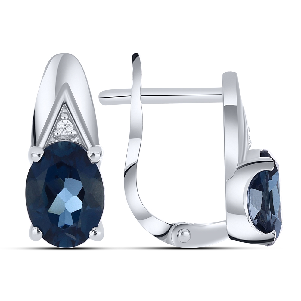 Cercei din aur alb cu pietre Cubic Zirconia Incolor, Topaz London