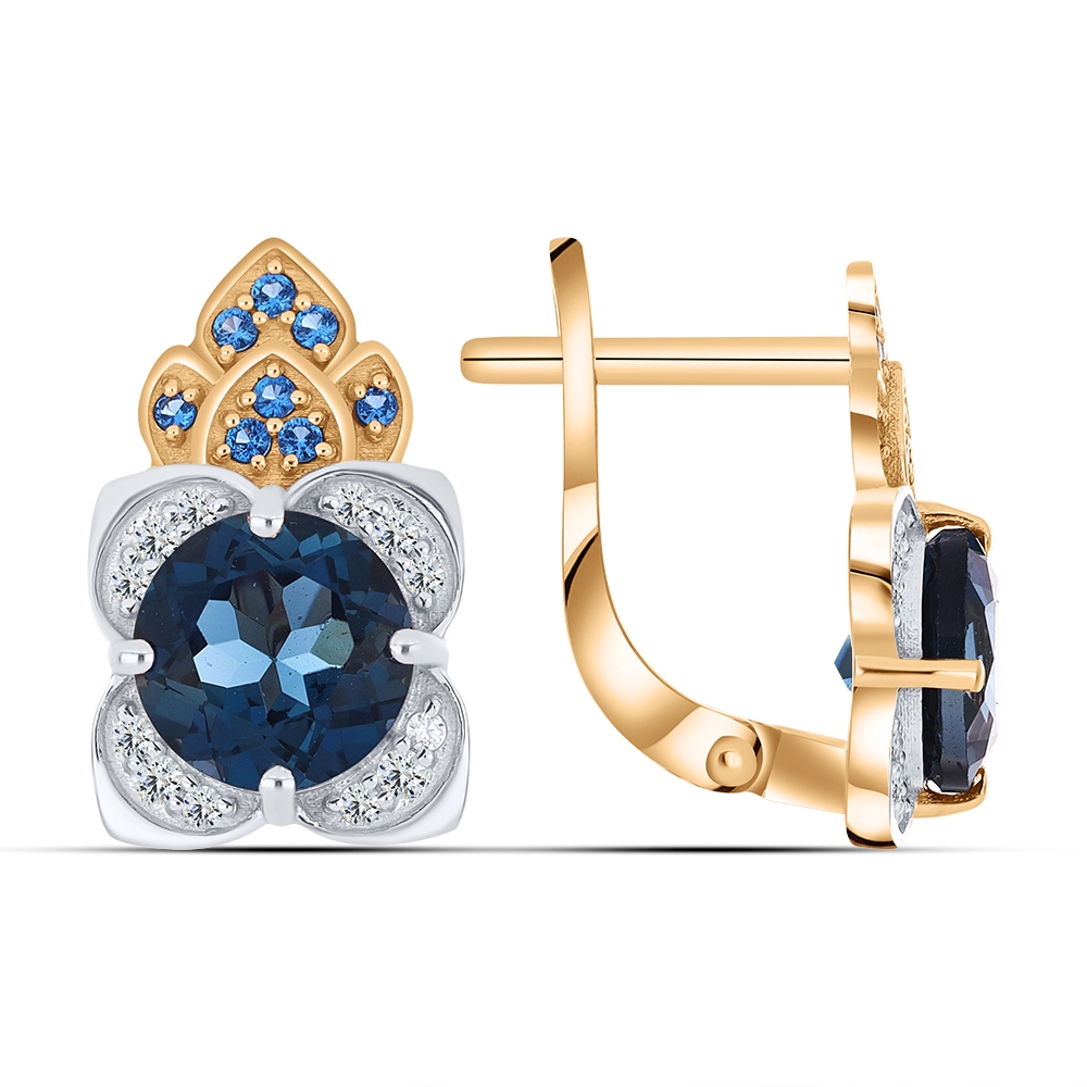 Cercei din aur roz cu pietre Cubic Zirconia Incolor, Topaz London și Nanotopaz