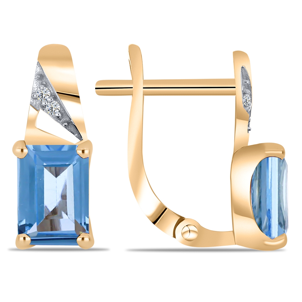 Cercei din aur roz cu pietre Cubic Zirconia Incolor, Topaz Swiss