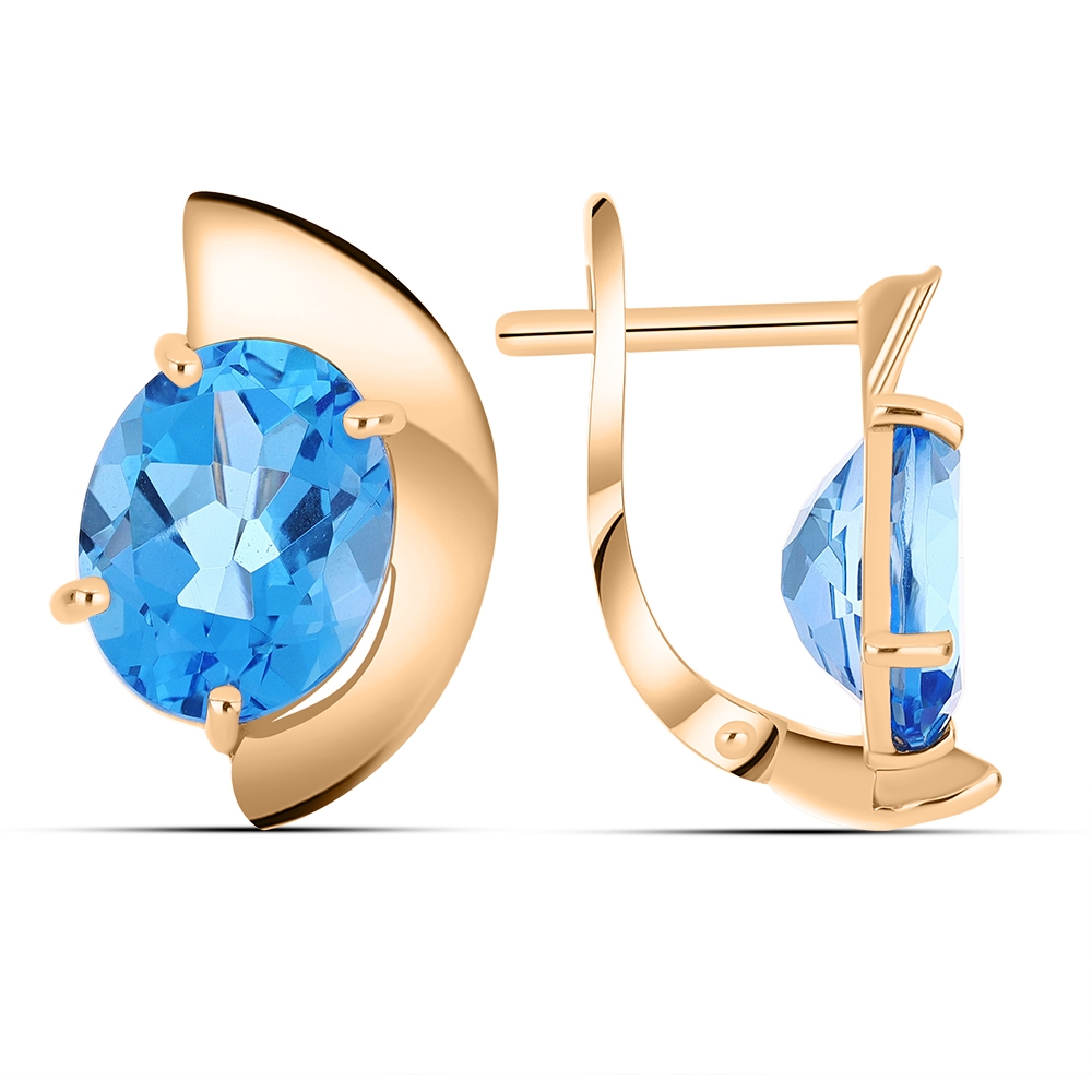 Cercei din aur roz cu pietre Topaz Swiss