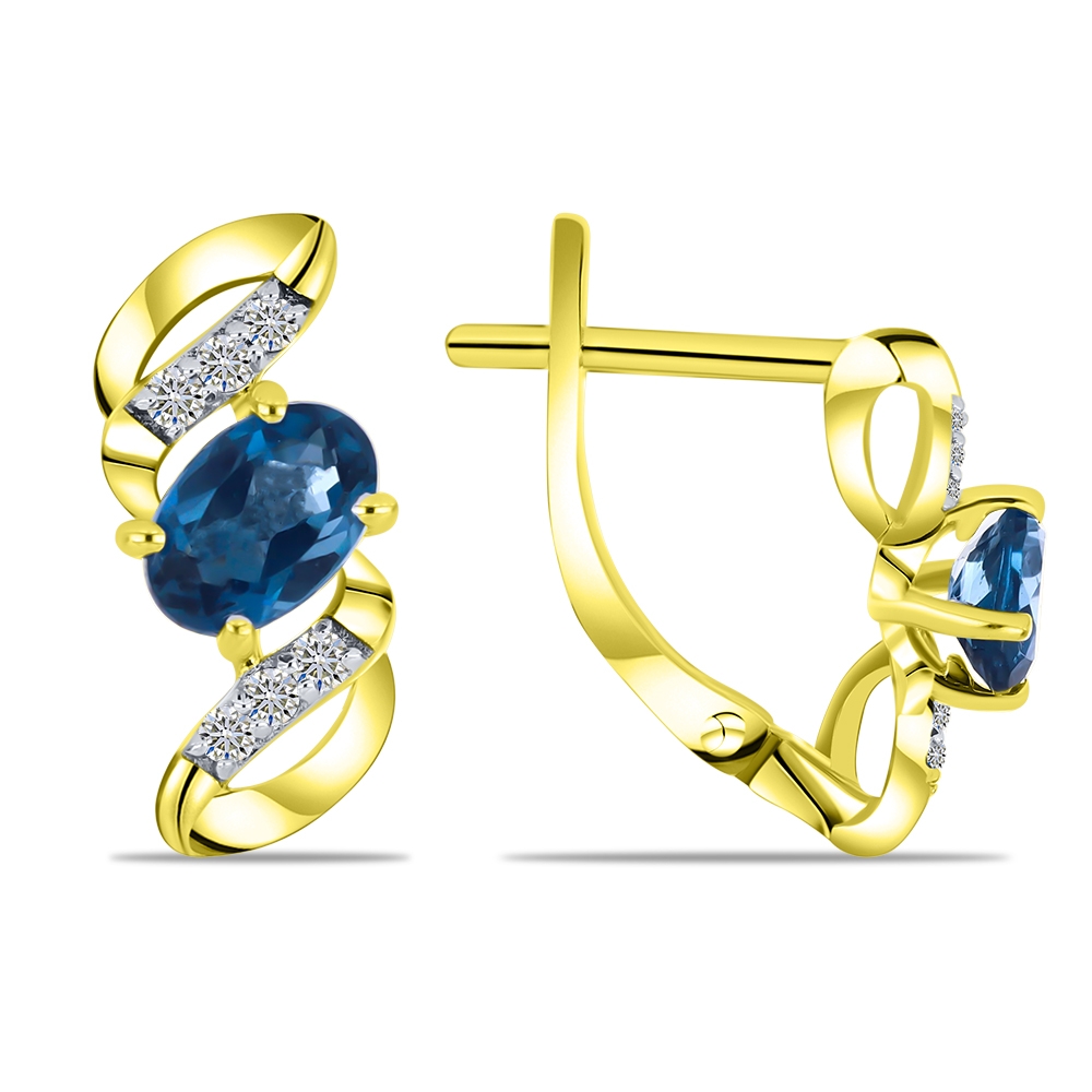 Cercei din aur galben cu pietre Diamant, Topaz London