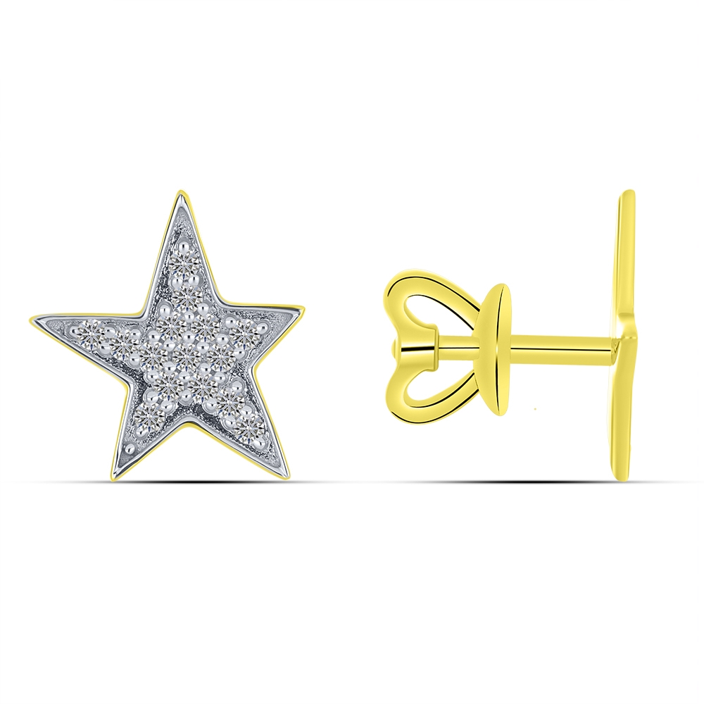 Cercei Pusete din aur galben cu pietre Diamant