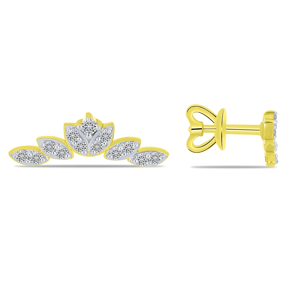 Cercei Pusete din aur galben cu pietre Diamant