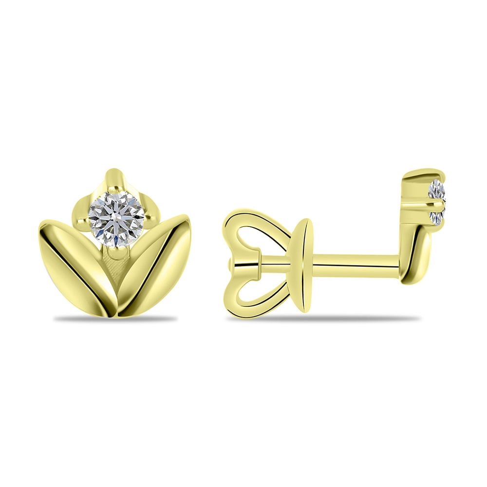 Cercei Pusete din aur galben cu pietre Diamant