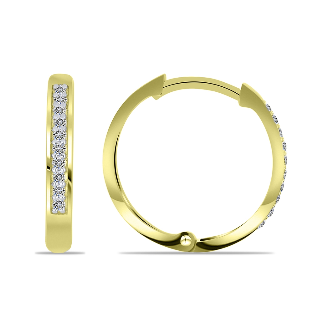 Cercei Creole din aur galben cu pietre Diamant
