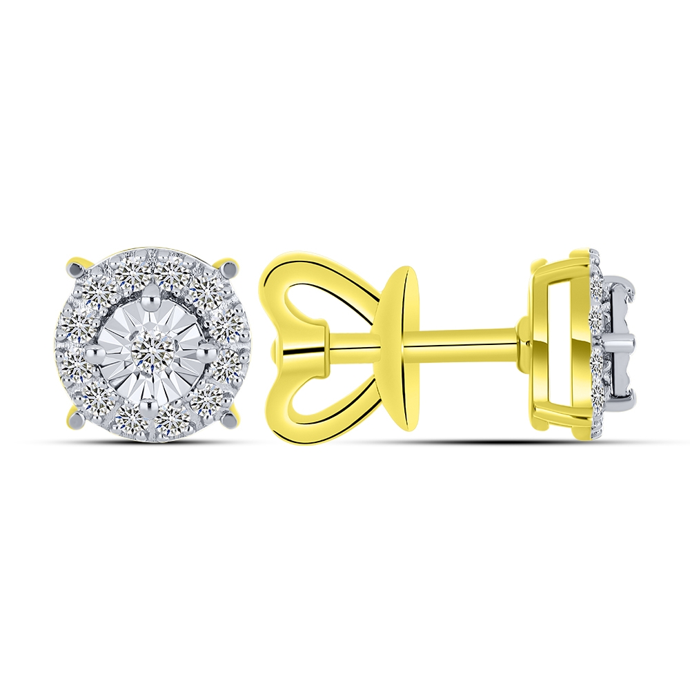 Cercei Pusete din aur galben cu pietre Diamant