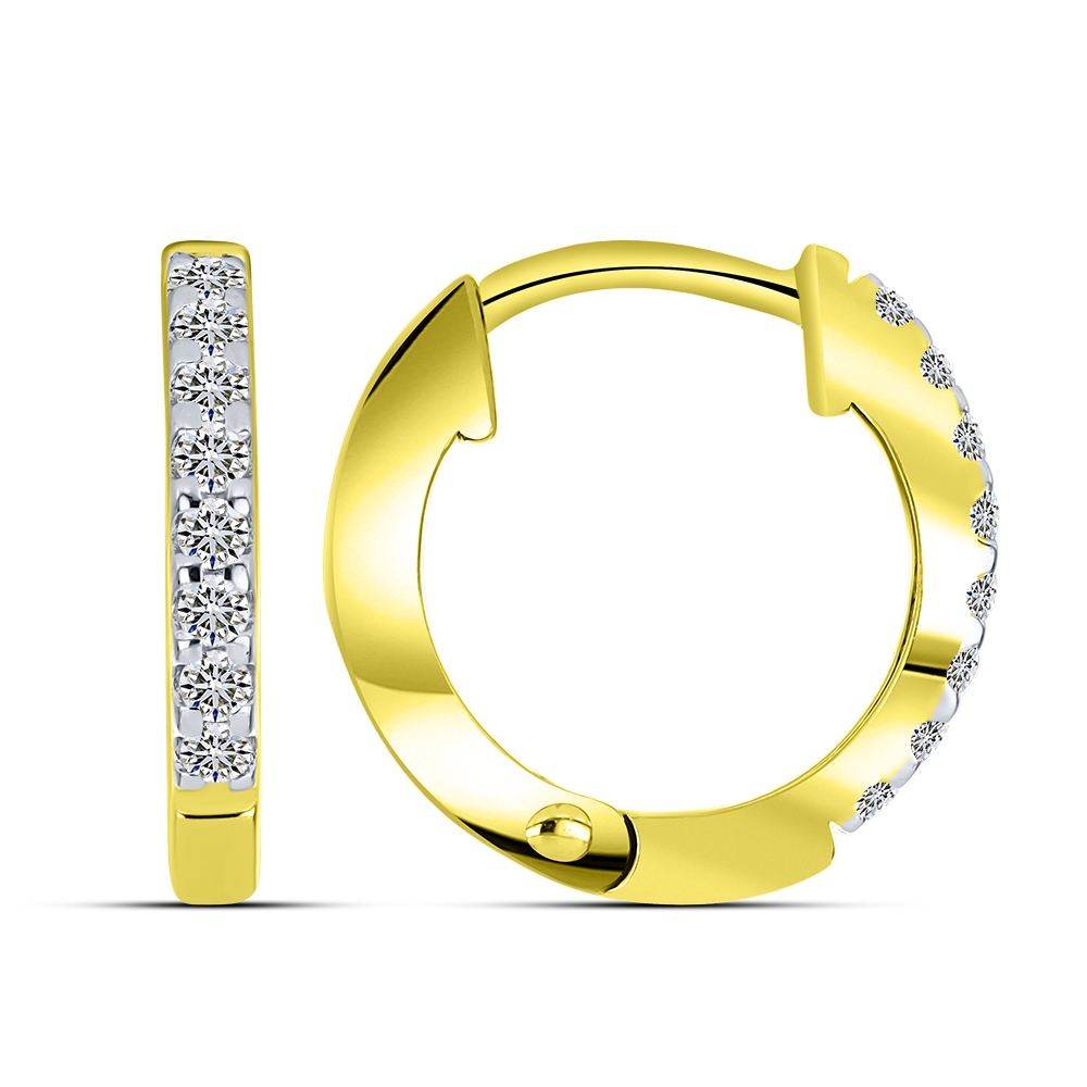 Cercei Creole din aur galben cu pietre Diamant