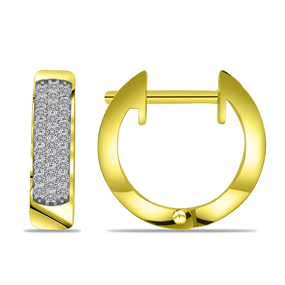 Cercei Creole din aur galben cu pietre Diamant