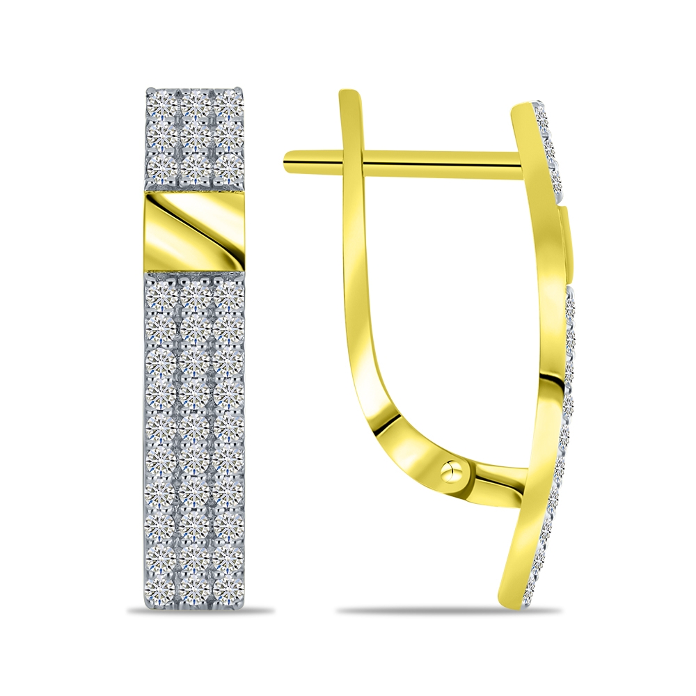 Cercei din aur galben cu pietre Diamant