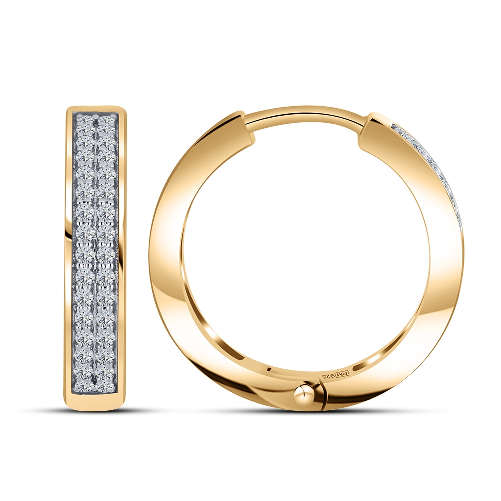 Cercei Creole din aur roz cu pietre Cubic Zirconia Incolor