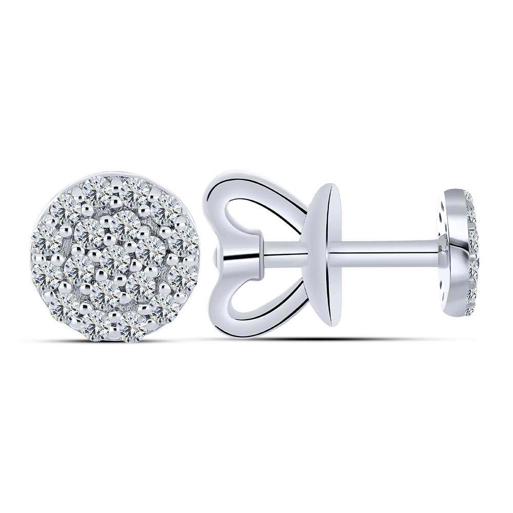 Cercei Pusete din aur alb cu pietre Cubic Zirconia Incolor