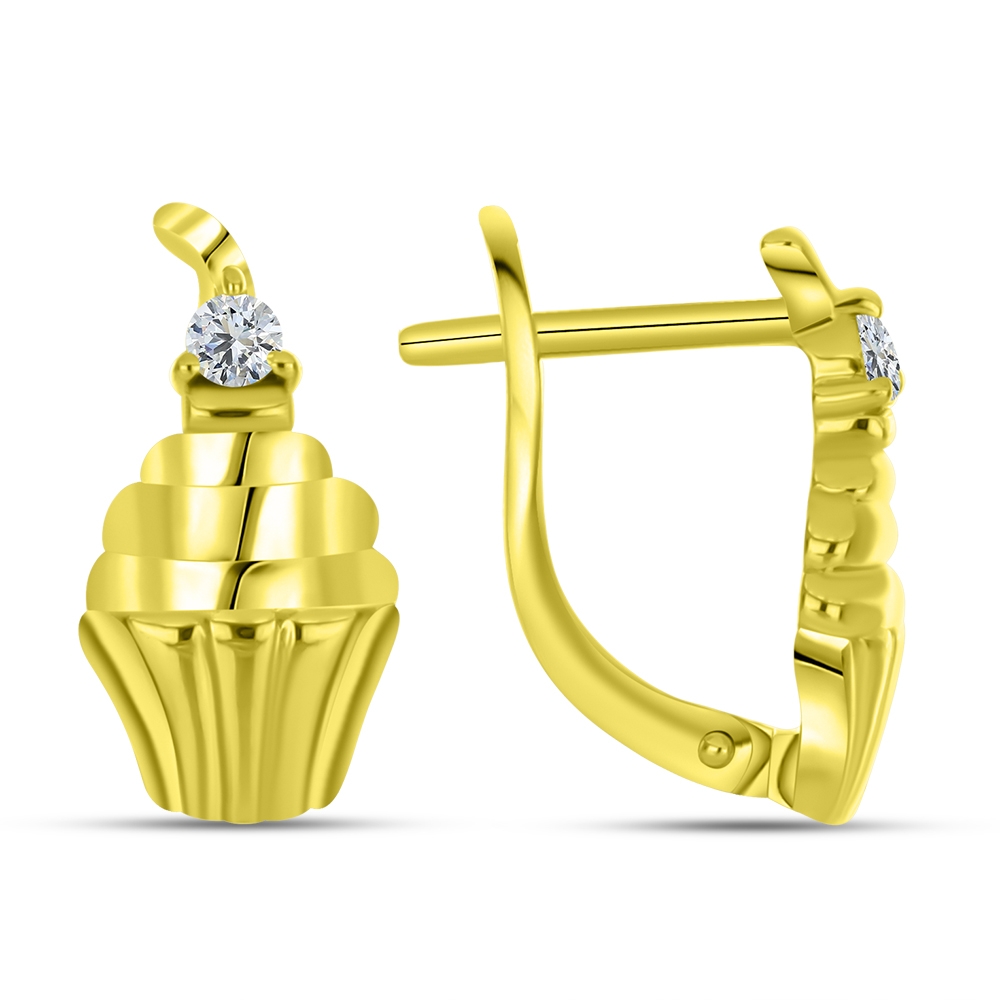 Cercei din aur galben cu pietre Cubic Zirconia Incolor