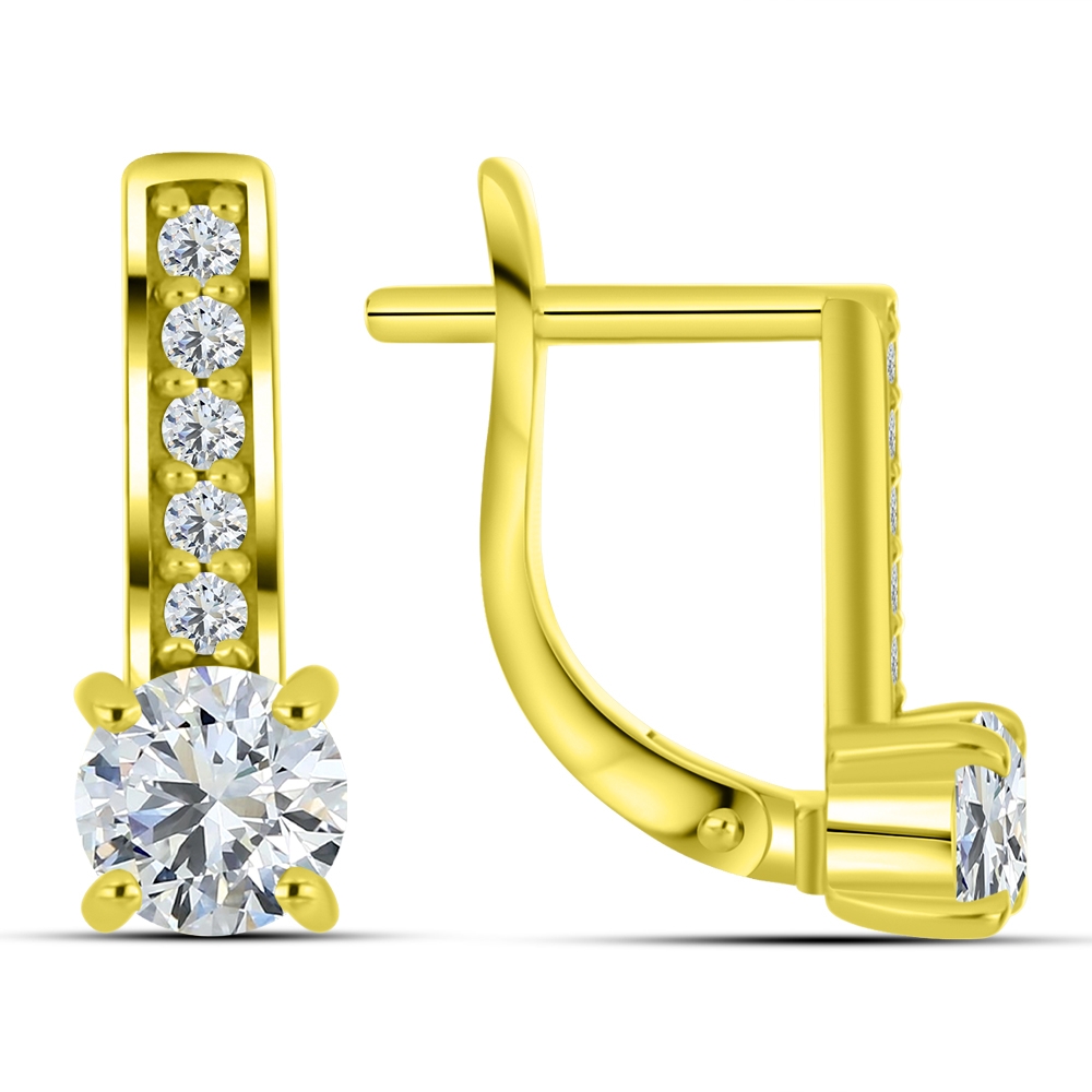 Cercei din aur galben cu pietre Cubic Zirconia Incolor