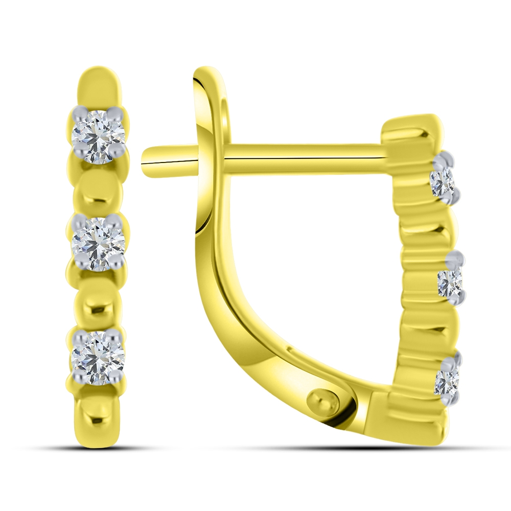 Cercei din aur galben cu pietre Cubic Zirconia Incolor