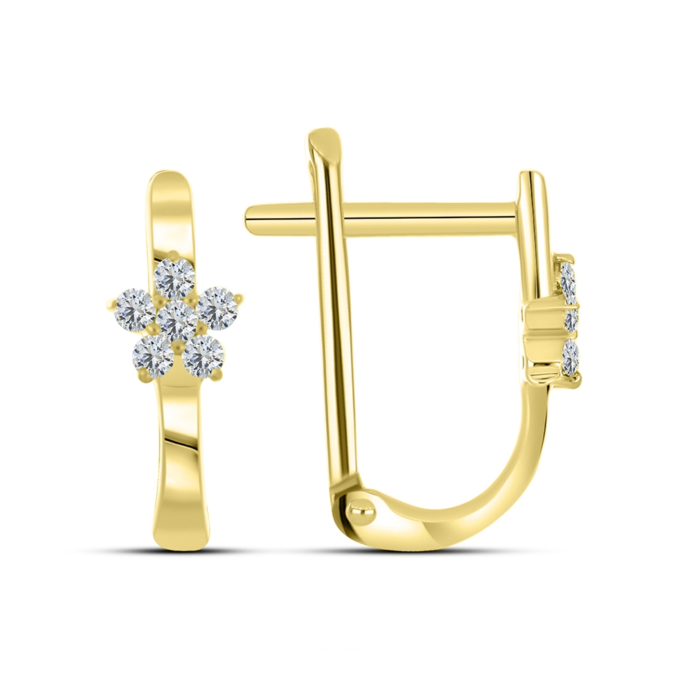 Cercei din aur galben cu pietre Cubic Zirconia Incolor