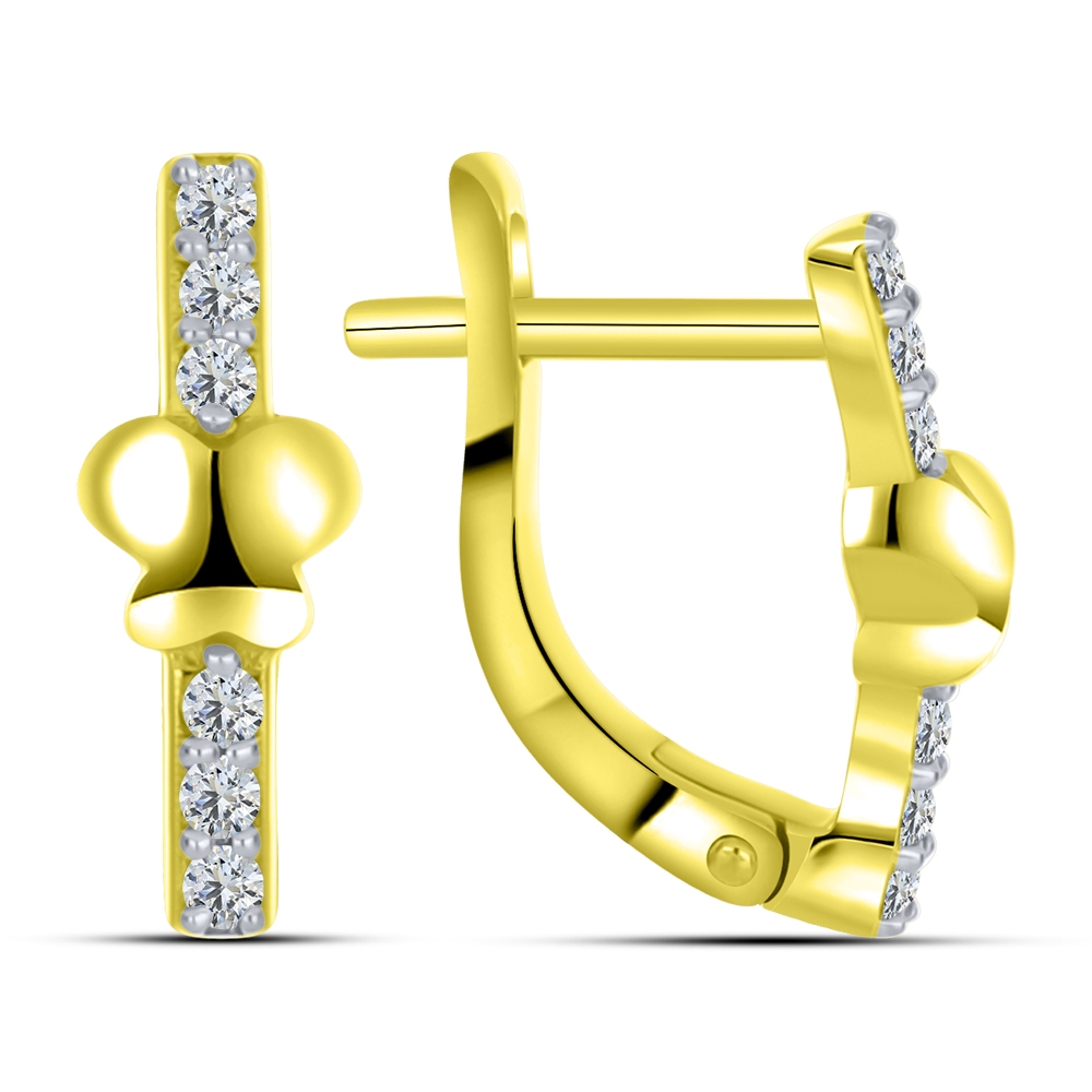 Cercei din aur galben cu pietre Cubic Zirconia Incolor
