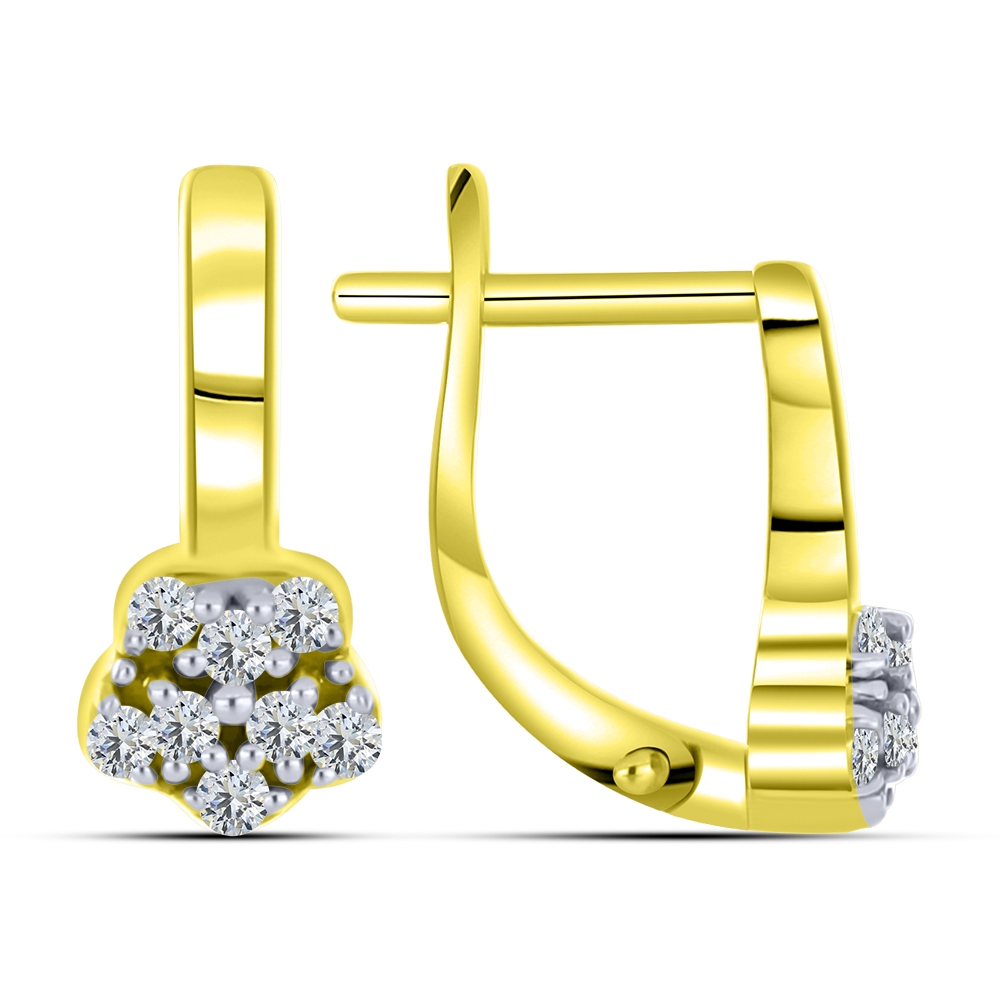 Cercei din aur galben cu pietre Cubic Zirconia Incolor