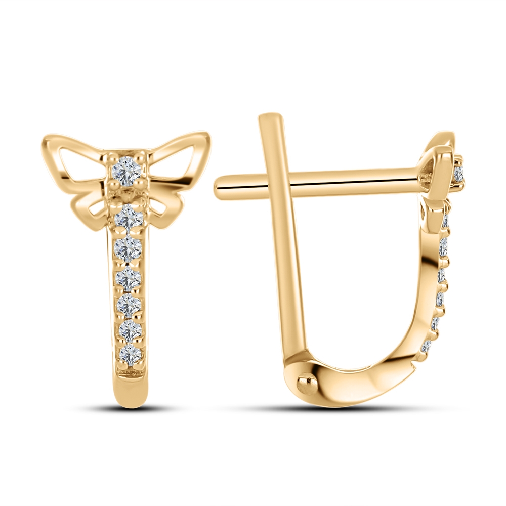 Cercei din aur roz cu pietre Cubic Zirconia Incolor