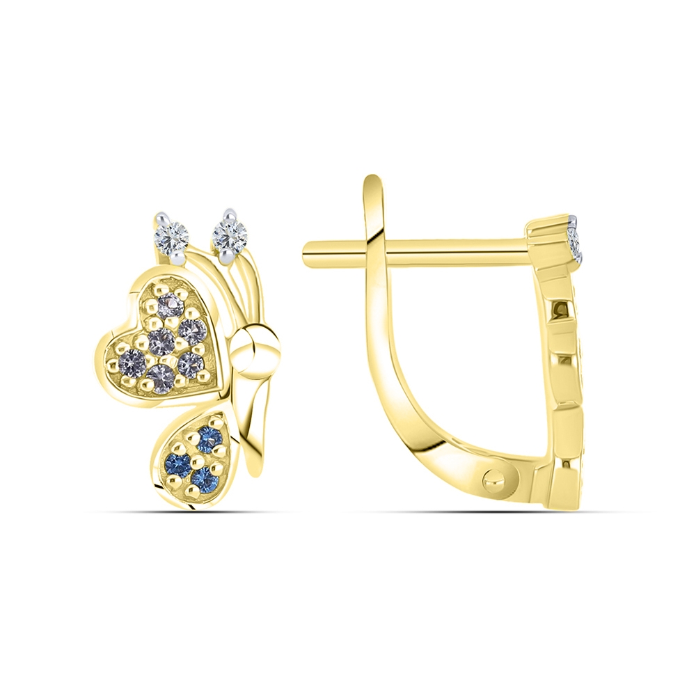 Cercei p-u copii din aur galben cu pietre Cubic Zirconia Incolor, Nanotopaz