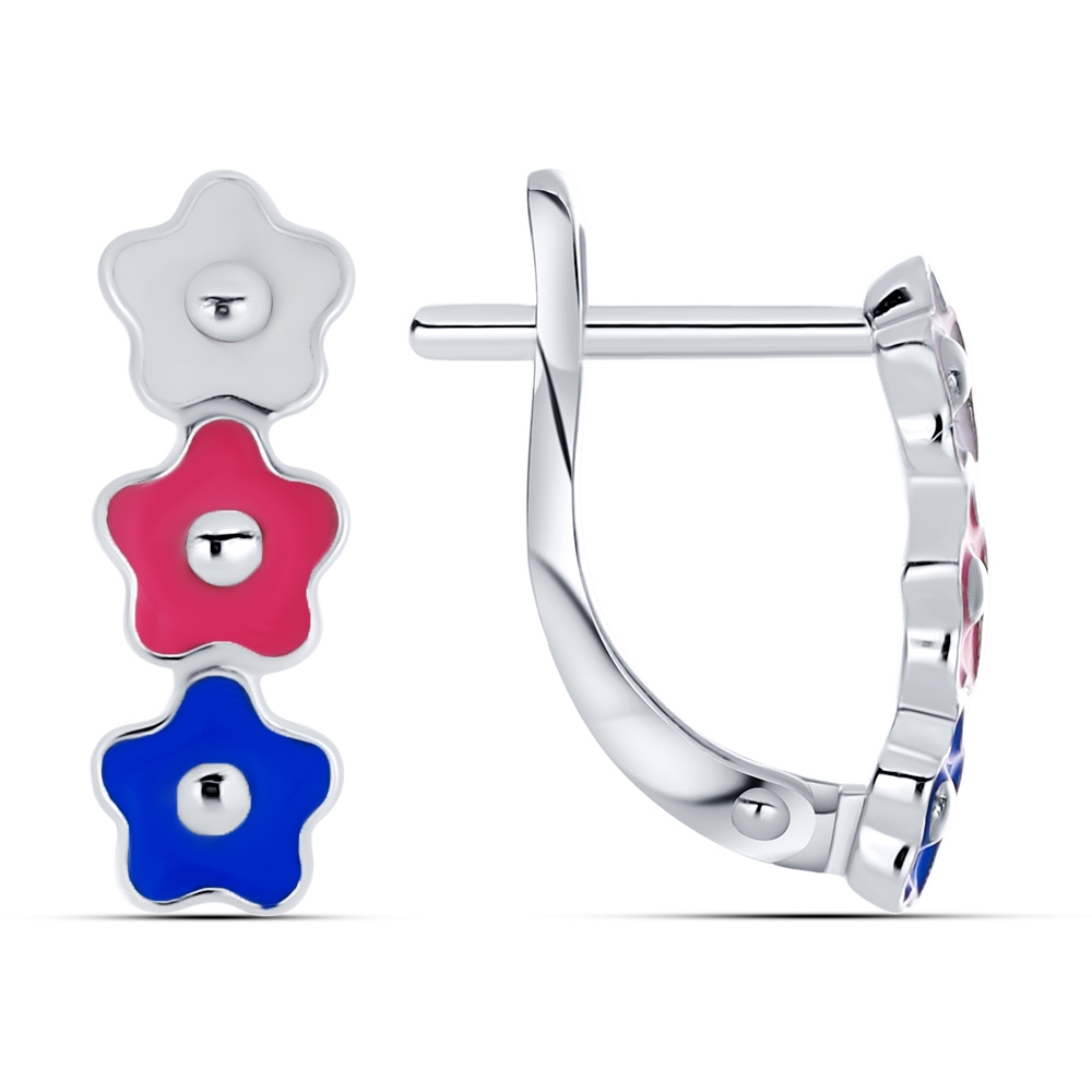 Cercei p-u copii din aur alb cu pietre Finift