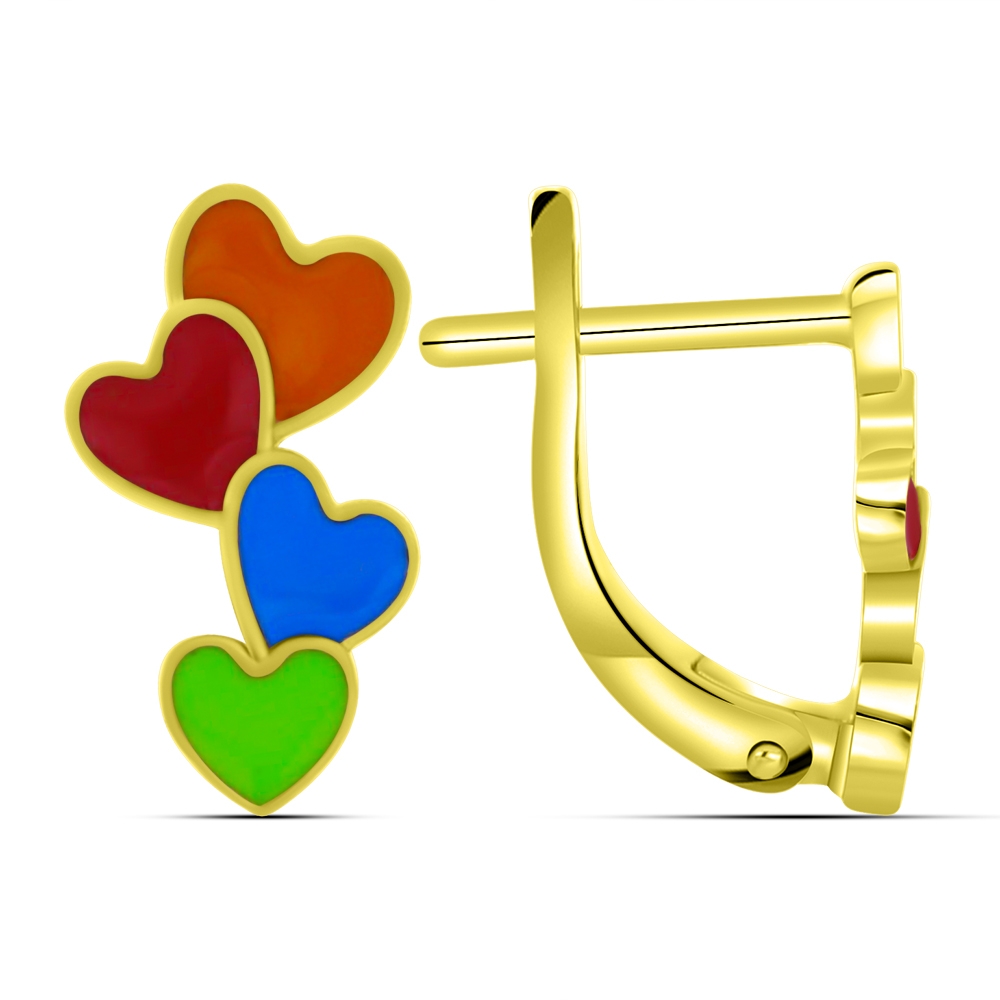 Cercei p-u copii din aur galben cu pietre Finift